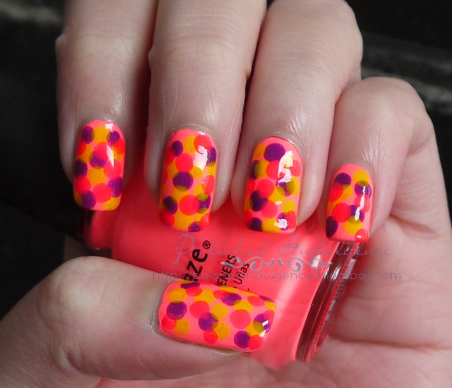 Neon Polka Dot Nail Design