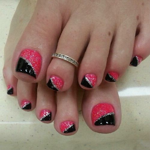 Pink and Black Nail Art Design