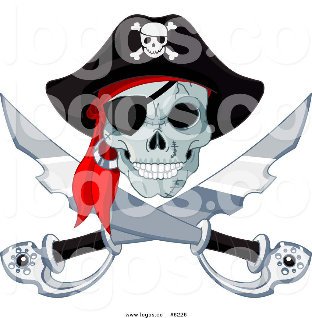 Pirate Skulls and Swords Clip Art