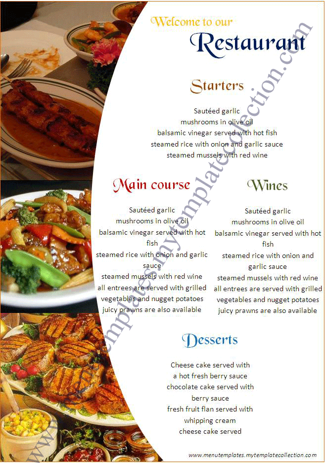 Restaurant Menu Templates Free Restaurant Menu Templates Free