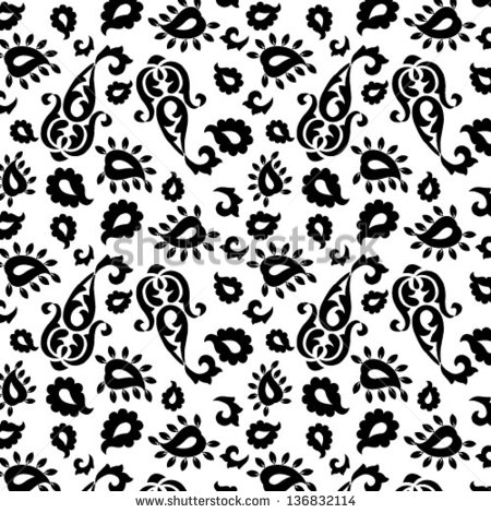 Simple Black and White Paisley Pattern