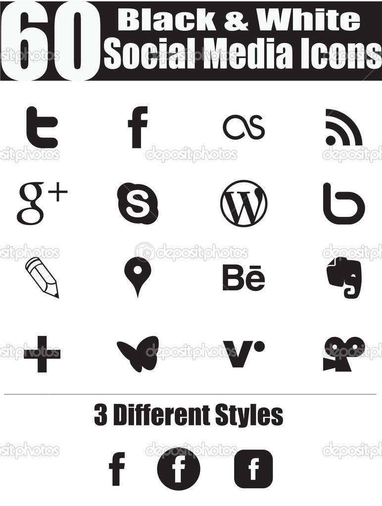 Social Media Icons Black and White