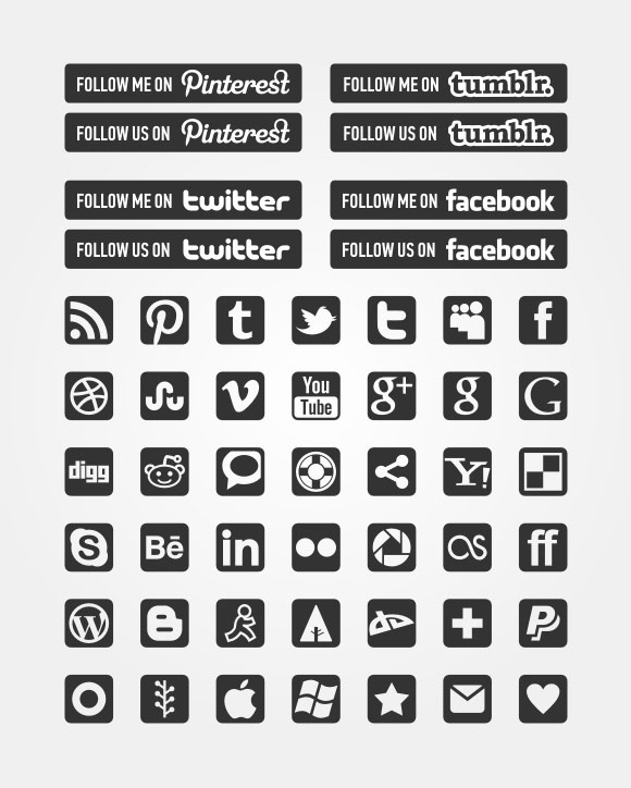 Social Media Icons Black and White