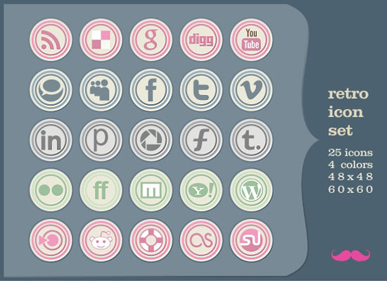 Social Media Icons Retro