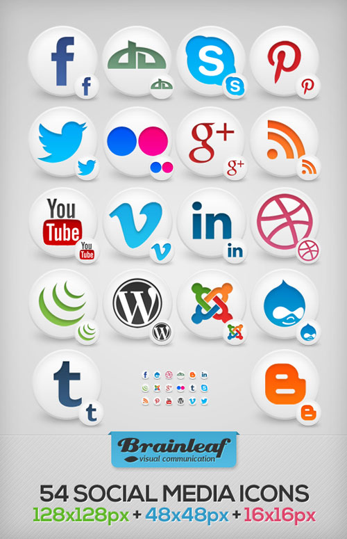 Social Media Icons White