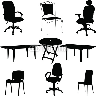 Tables and Chairs Vector Silhouettes Tables and Chairs Vector Silhouettes