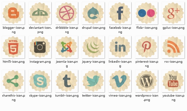 Vintage Social Media Icons Free