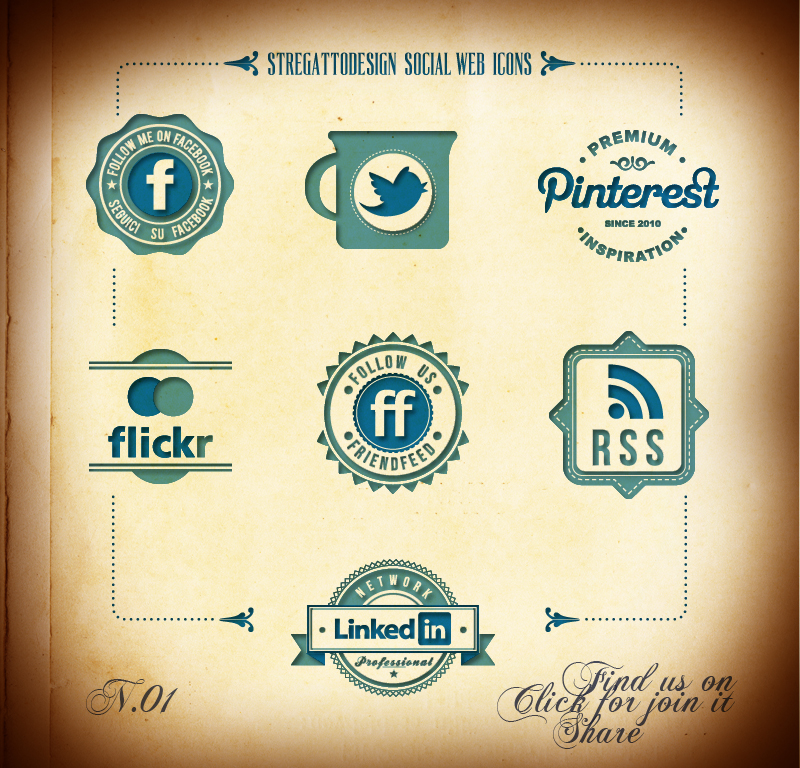 Vintage Social Media Icons