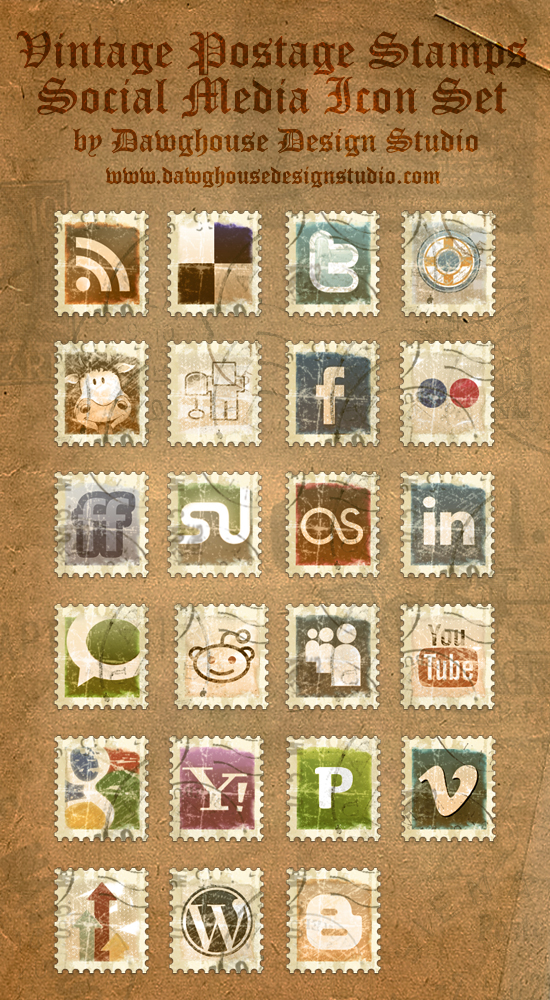Vintage Social Media Icons