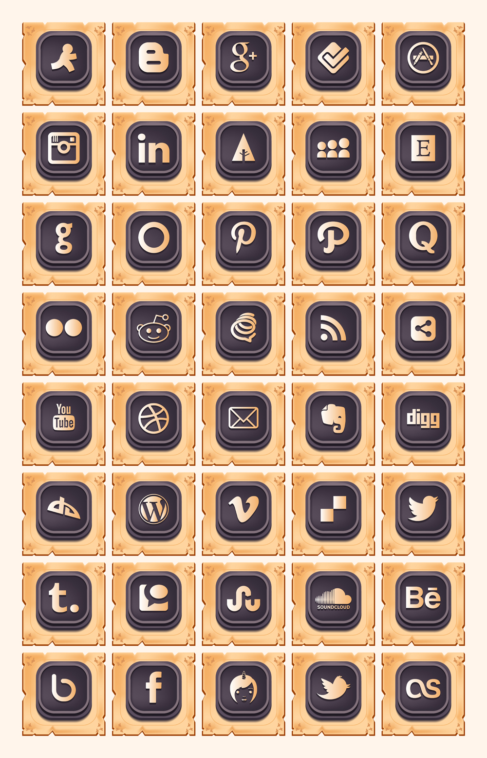 Vintage Social Media Icons