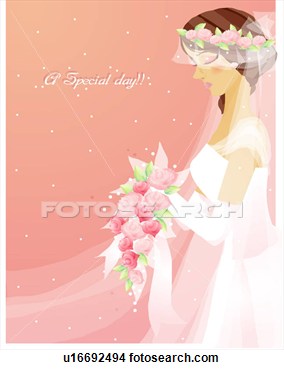 Wedding Dress and Veil Clip Art