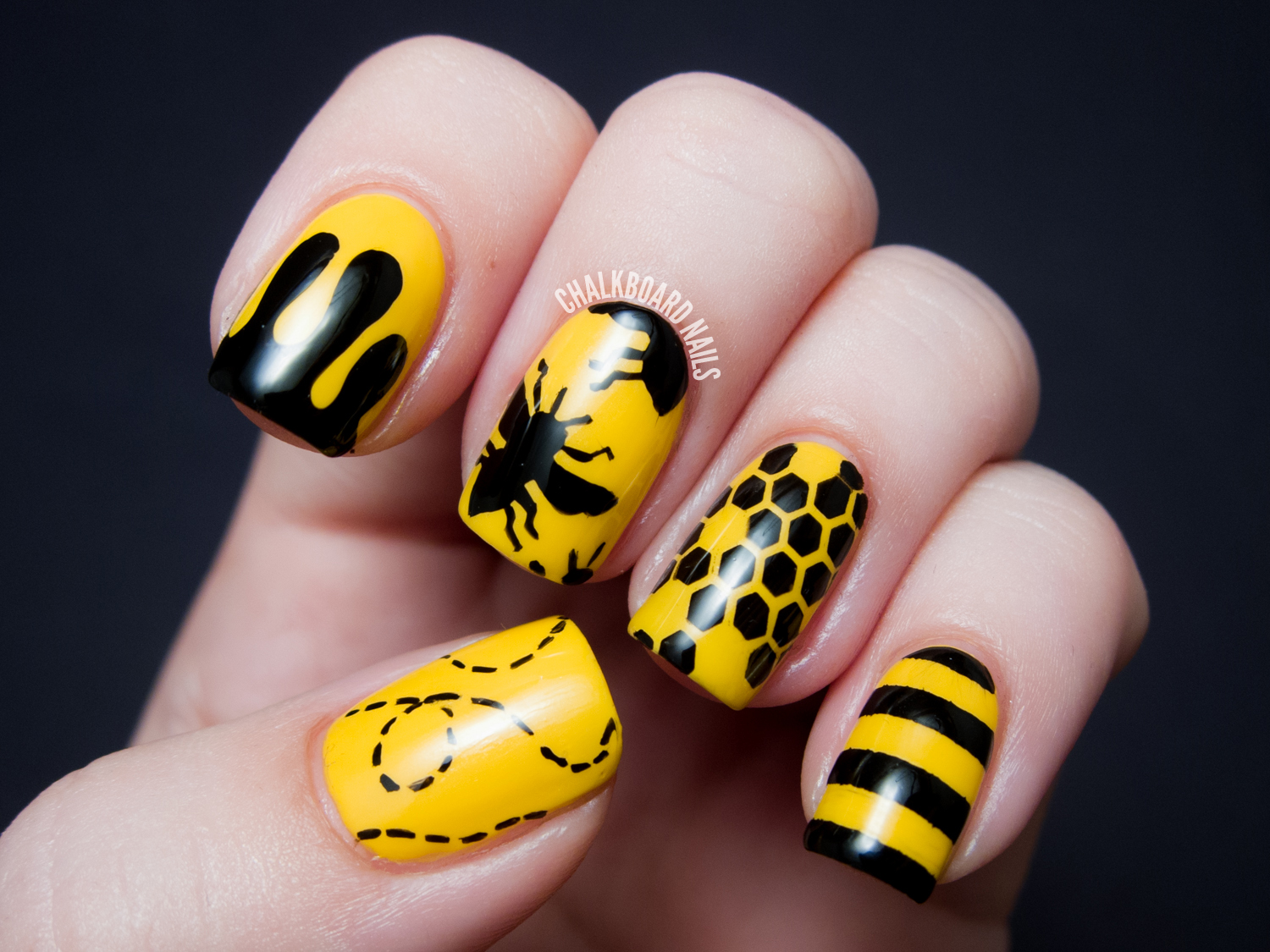 Yellow Bee Nail Art