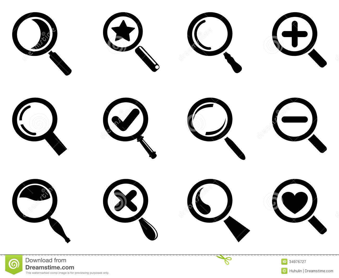 Black and White Magnifying Glass Icon
