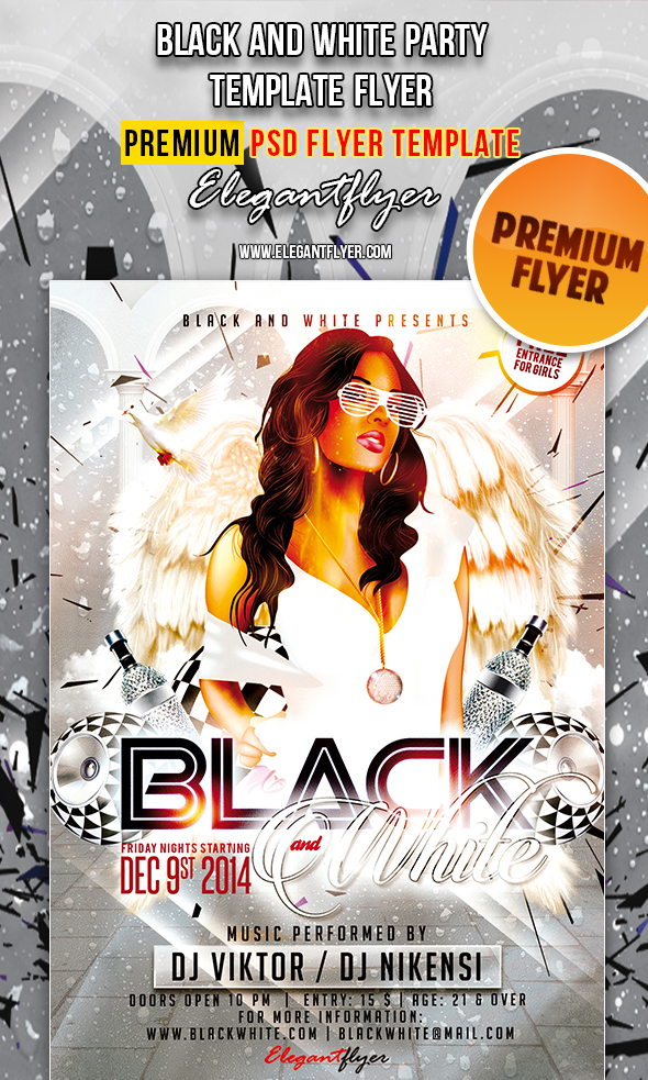 Black and White Party Flyer PSD