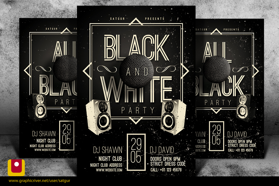 Black and White Party Flyer Templates