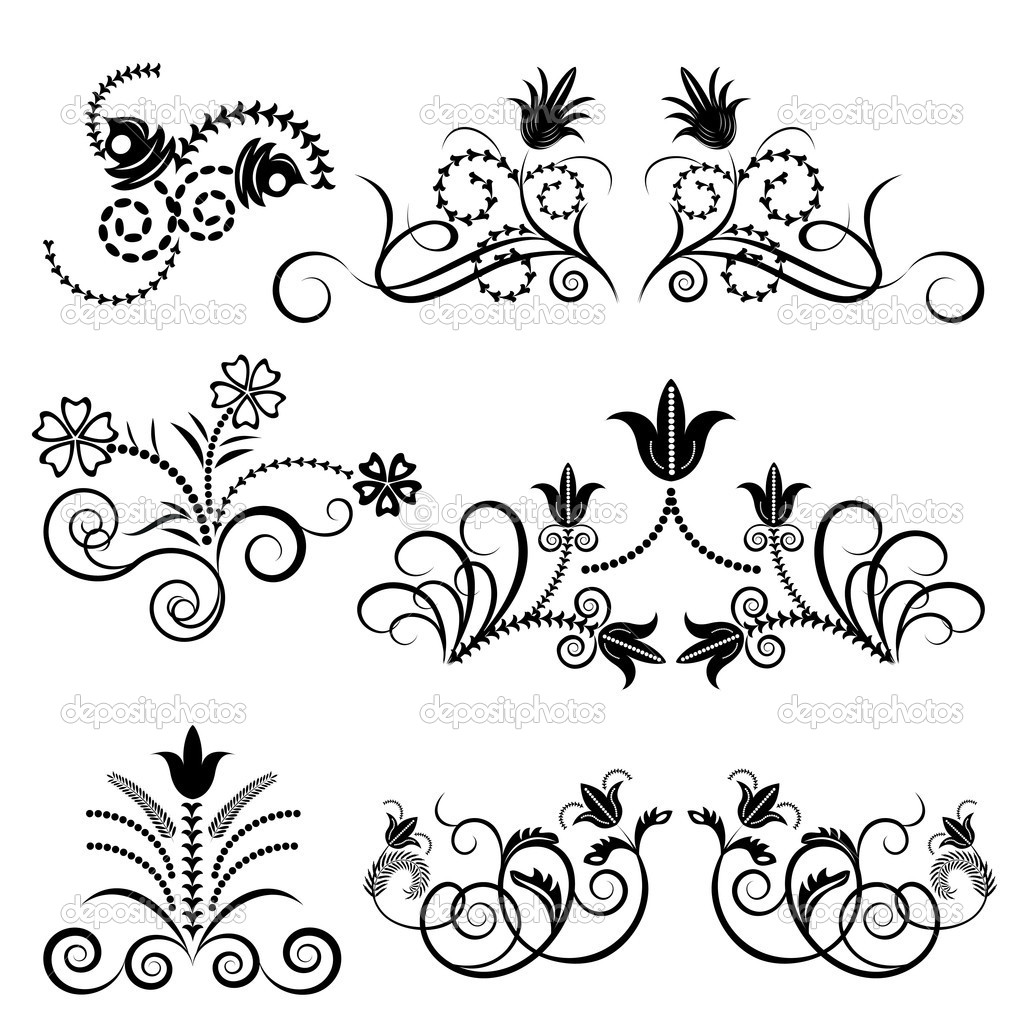 Black and White Vector Floral Design