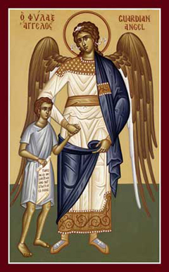 Boy with Guardian Angel Orthodox Icon