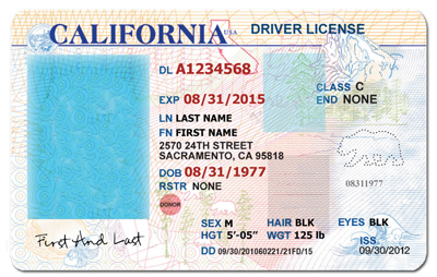 California Drivers License Template