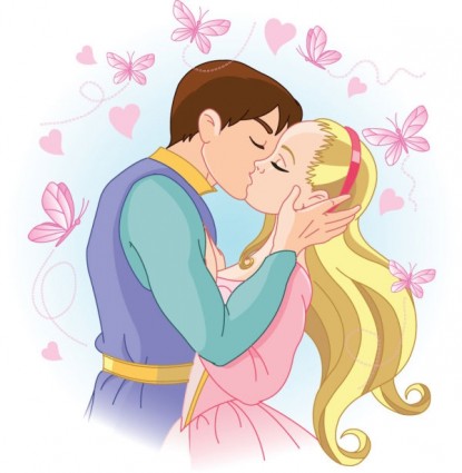 Cartoon Couple Kissing Vector