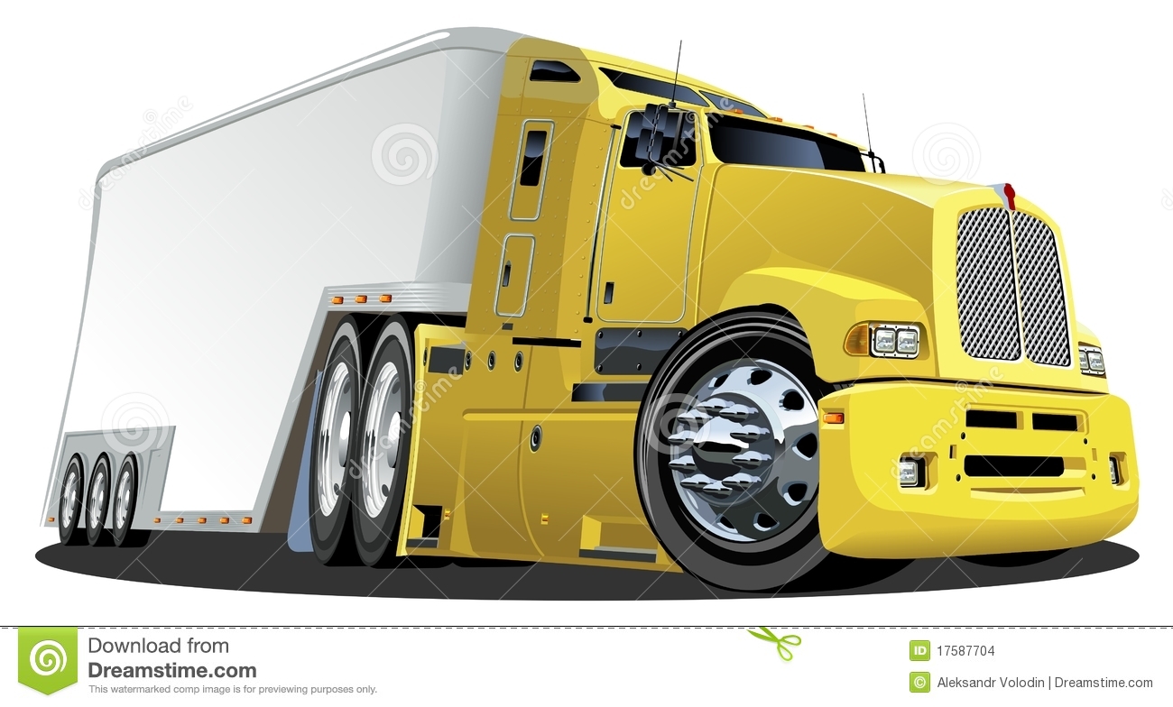 Cartoon Semi Cargo Truck Vector