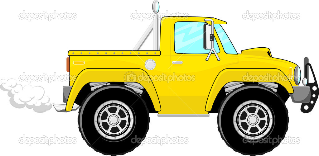 Cartoon Yellow Pickup Truck