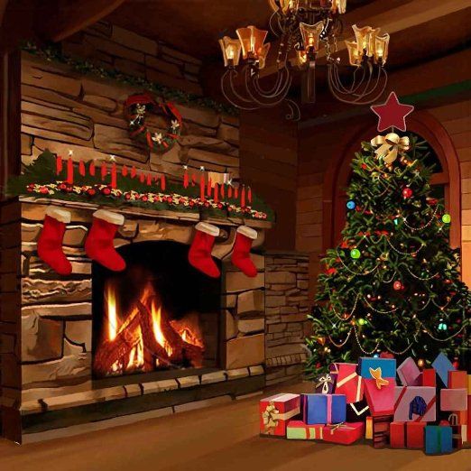 Christmas Fireplace Backdrops