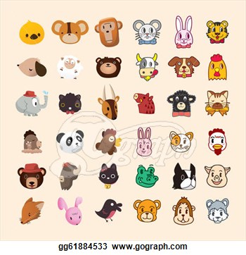 Cute Animal Faces Clip Art