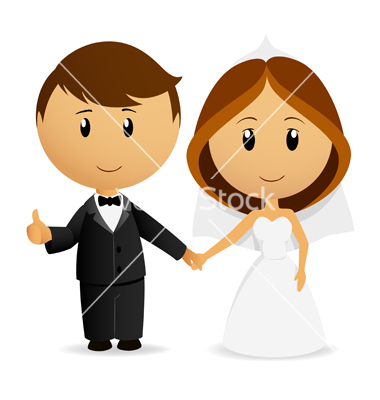Cute Cartoon Wedding Couple