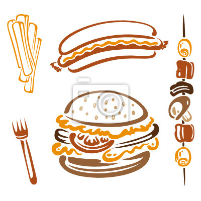 Fast Food Hamburger and Hot Dogs