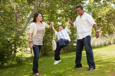 Hispanic Family Having Fun