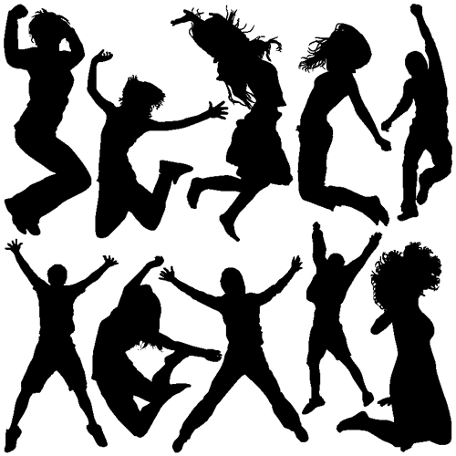 Jumping People Silhouette Vector