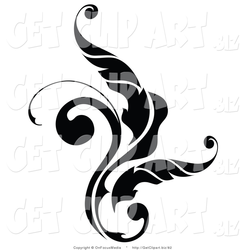 Leaf Scroll Design Clip Art