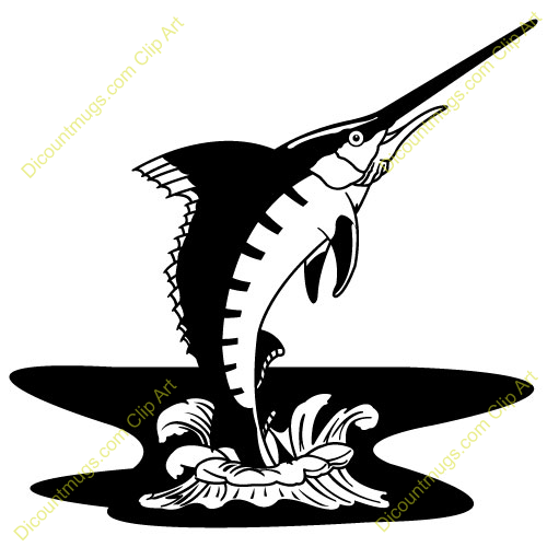 Marlin Jumping Out of Water Clip Art