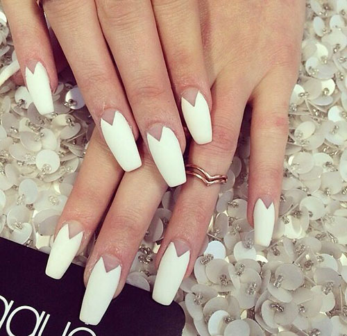 Matte White Coffin Nails