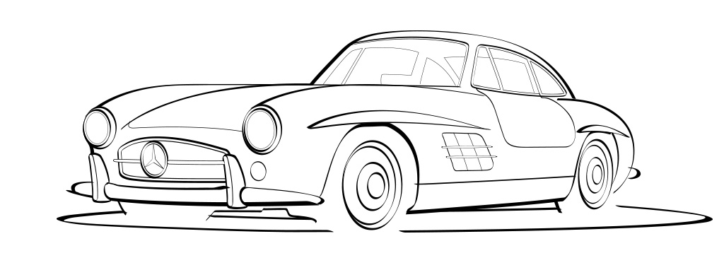 14 Mercedes Vector Line Art Images