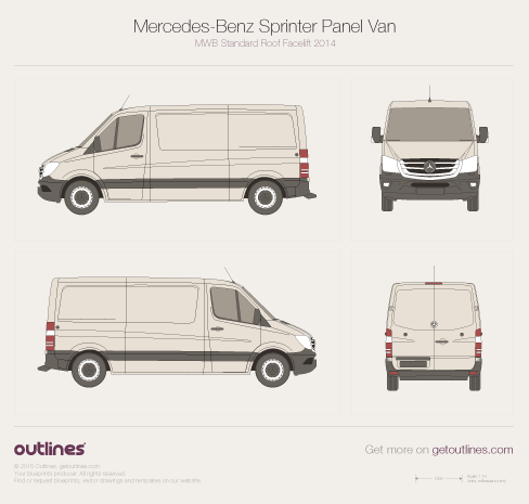 Mercedes Sprinter Van Front Line Drawing