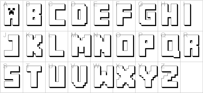 Minecraft Letters Font Minecraft Letters Font
