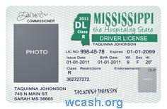 Mississippi Drivers License Template