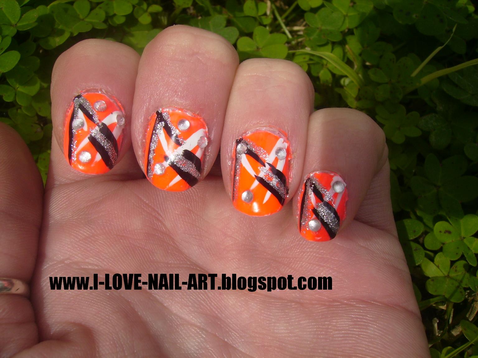 Neon Orange Nail Design