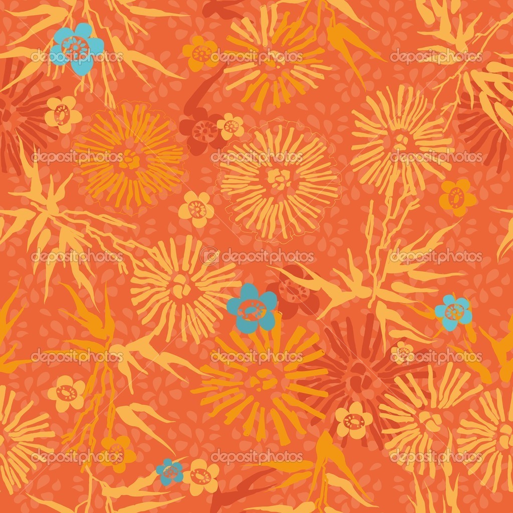 Orange and Blue Flower Pattern