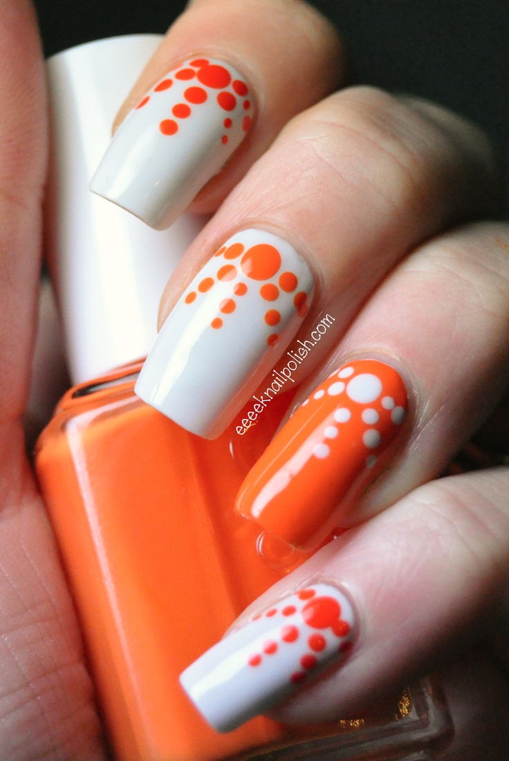 Orange and White Nail Designs