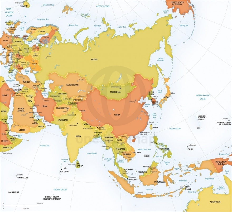 Political Map Asia Continent