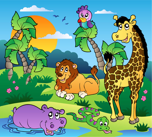 6 Vector Cartoon Animals Running Wild Images