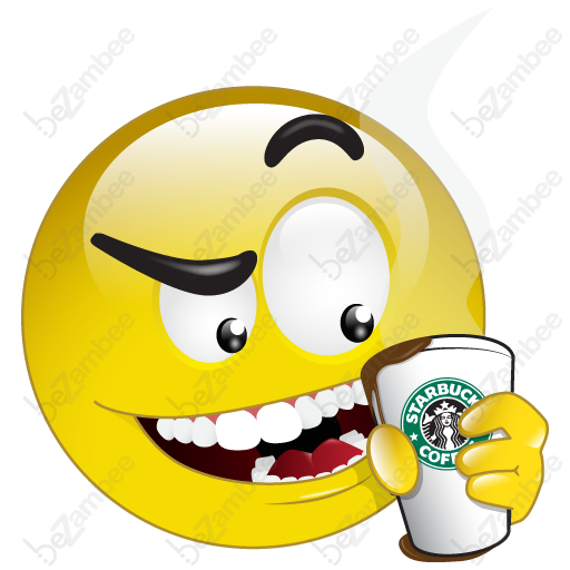 Smiley Emoticon Drinking Coffee