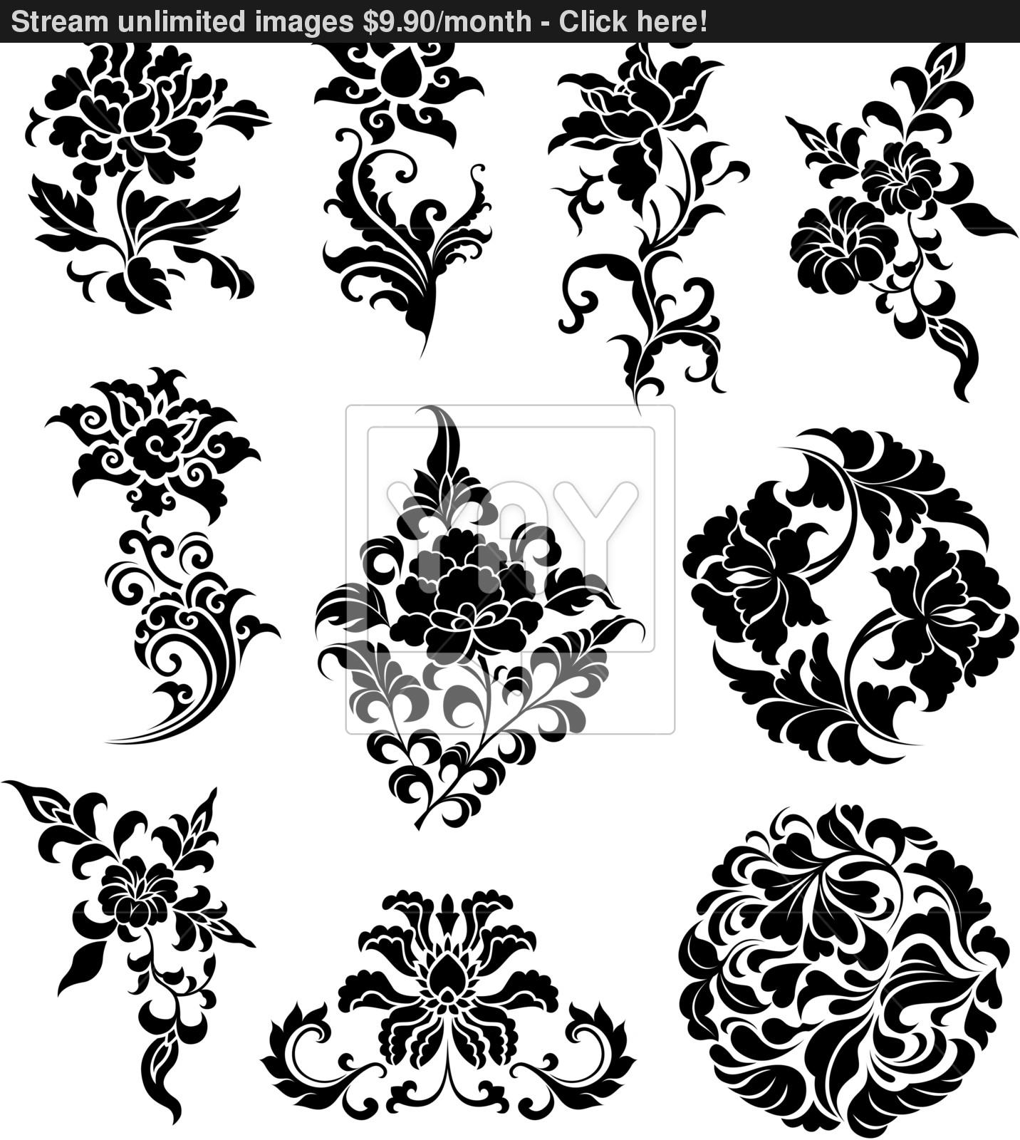 Swirl Corner Designs Vector