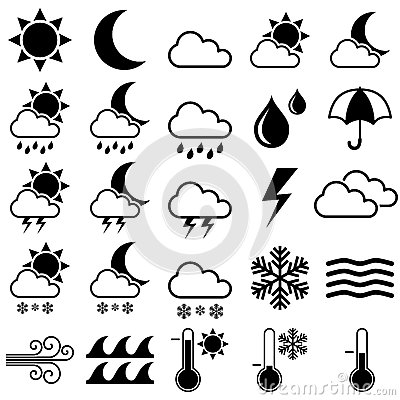 9 Black And White Weather Icons Images