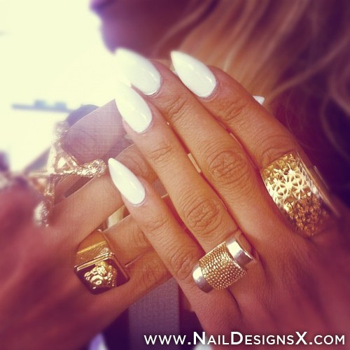 White Stiletto Nail Designs