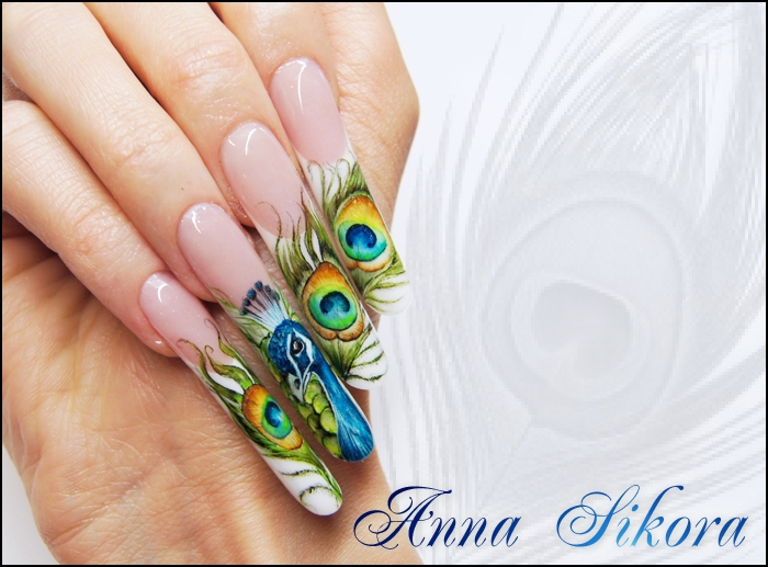 Acrylic Nail Feather Design