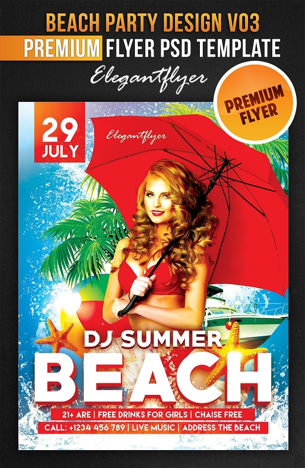 Beach Party Flyer PSD Template