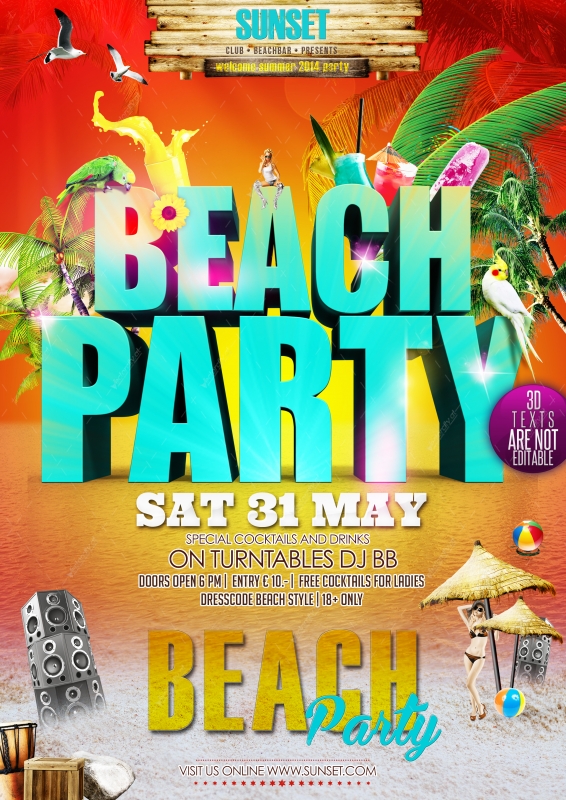 Beach Party Flyer PSD Beach Party Flyer PSD